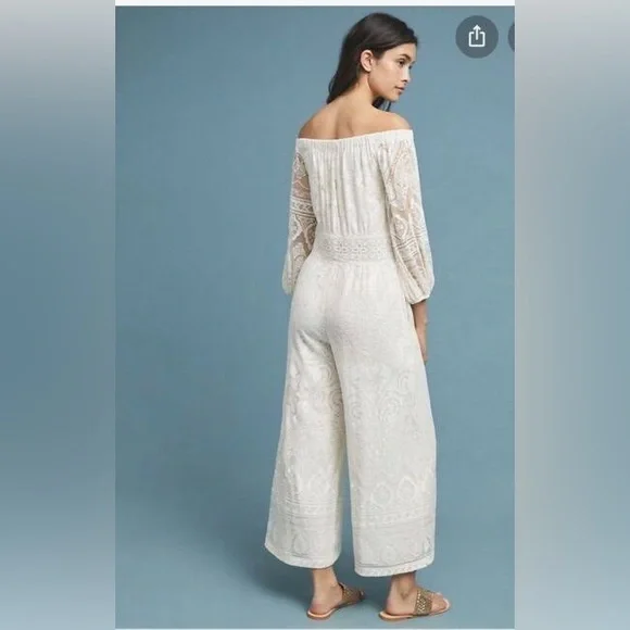 Anthropologie Farm Rio Elliot Off-the-Shoulder Jumpsuit Size S - Picture 2 of 11